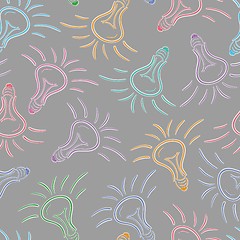 Image showing color bulbs, sketch, seamless pattern