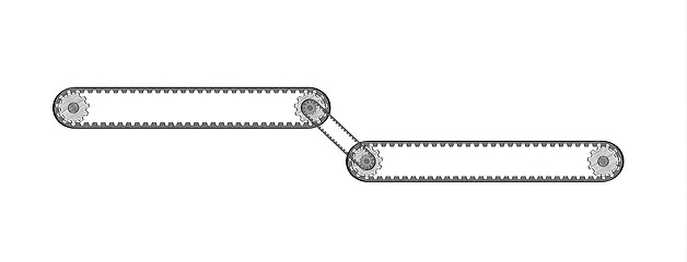 Image showing two connected conveyor belts with two cogwheels