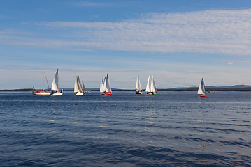 Image showing Russia, Kandalaksha - JUNE 30, 2015: Regatta of cruiser yachts