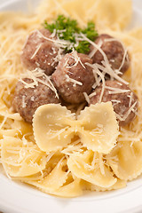 Image showing Pasta with meat balls 