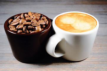 Image showing espresso and cup of coffee beans