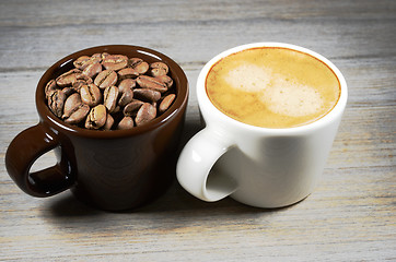 Image showing espresso and cup of coffee beans 