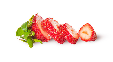 Image showing In front sliced fresh juicy strawberries