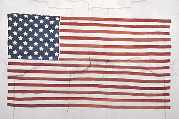 Image showing American national flag on wall