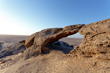 Image showing Rock formation in Namib desert in sunset, landscape