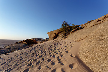 Image showing Rock formation in Namib desert in sunset, landscape