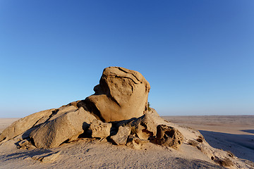 Image showing Rock formation in Namib desert in sunset, landscape