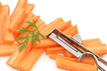 Image showing Carrots cut witha  knife