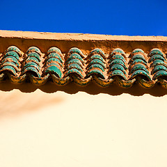Image showing tile roof  moroccan old wall and brick in antique city