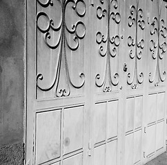 Image showing blue morocco old door and historical nail wood