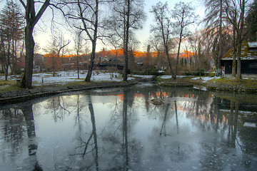 Image showing Sunset with reflections