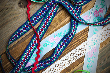 Image showing vintage lace, tape and ribbons