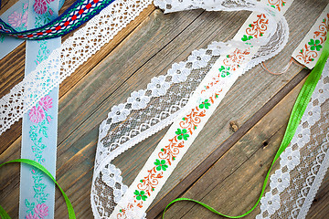 Image showing set of vintage lace, tape and ribbons