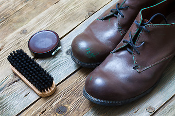 Image showing boots brush and shoe polish