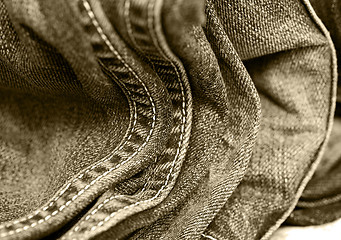 Image showing blue jeans double seams