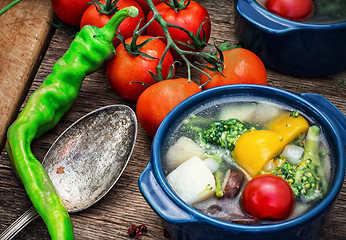 Image showing summer soup with fresh vegetables