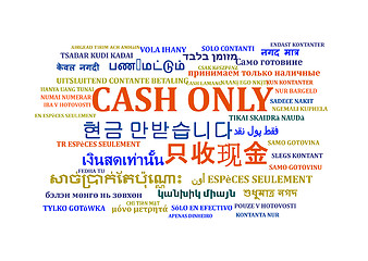 Image showing Cash only multilanguage wordcloud background concept