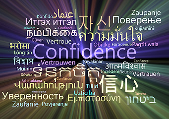 Image showing Confidence multilanguage wordcloud background concept glowing