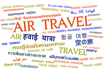 Image showing Air travel multilanguage wordcloud background concept