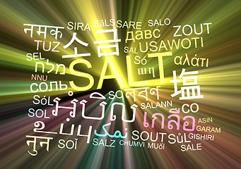 Image showing Salt multilanguage wordcloud background concept glowing