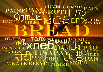 Image showing Bread multilanguage wordcloud background concept glowing