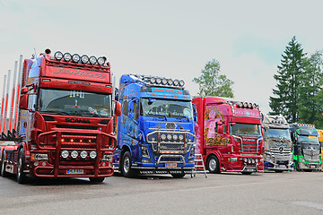 Image showing Line Up of Show Trucks at Riverside Truck Meeting 2015