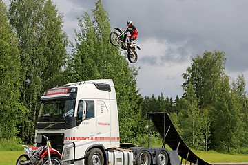 Image showing FMX Show by Joni Hynell and Co at Riverside Truck Meeting 2015