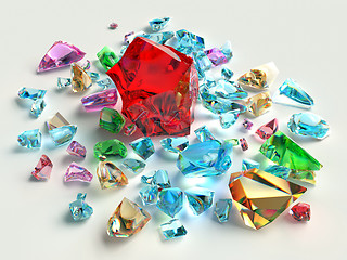 Image showing Bright gems on a white background