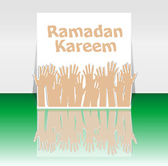 Image showing Creative poster, banner or flyer design with arabic islamic calligraphy of text Ramadan Kareem 