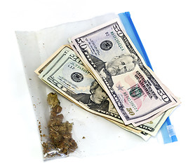 Image showing money and baggie of pot