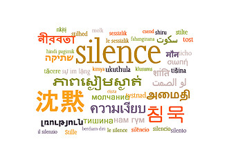 Image showing silence multilanguage wordcloud background concept