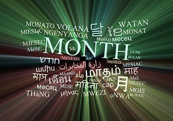 Image showing Month multilanguage wordcloud background concept glowing