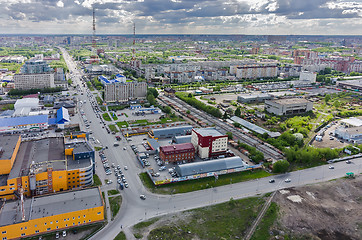 Image showing Bird eye view on Permyakova street. Tyumen. Russia