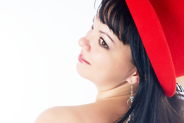 Image showing Pretty girl with red hat