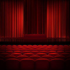 Image showing Open theater red curtains. EPS 10