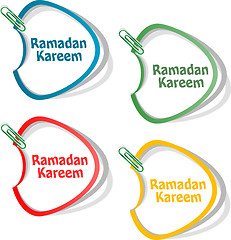 Image showing Arabic Islamic calligraphy of text Ramadan Kareem stickers label tag set