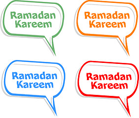 Image showing Arabic Islamic calligraphy of text Ramadan Kareem stickers label tag set