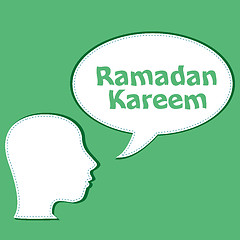 Image showing man head with speech bubbles with Ramadan Kareem word on it