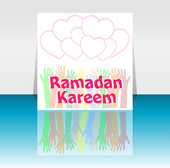Image showing Creative poster, banner or flyer design with arabic islamic calligraphy of text Ramadan Kareem 