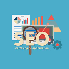 Image showing Search engine flat illustration with magnifying glass. Eps10