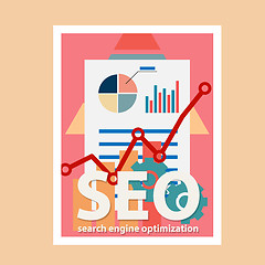 Image showing Search engine flat illustration with magnifying glass. Eps10