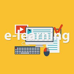 Image showing vector flat design illustration concept for online education