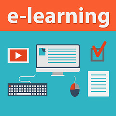 Image showing vector flat design illustration concept for online education