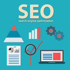 Image showing Search engine flat illustration with magnifying glass. Eps10