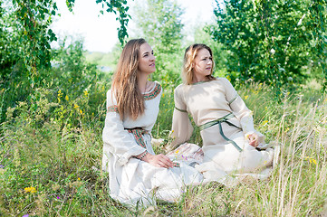 Image showing Beautiful women relaxing on nature