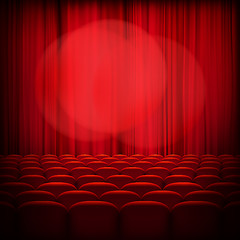Image showing Closed theater red curtains. EPS 10