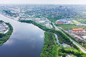 Image showing Communist street along Tura river. Tyumen. Russia