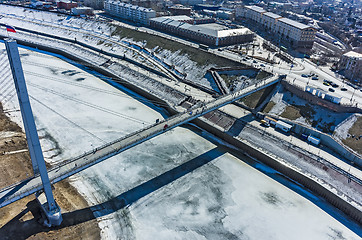 Image showing Pedestrian Lovers Bridge during spring period