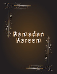 Image showing Ramadan Kareem gold lettering star new moon, mockup Islamic greeting card