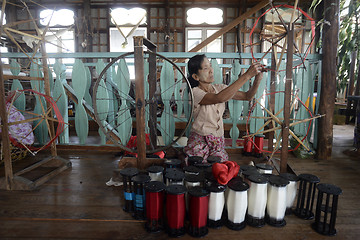 Image showing ASIA MYANMAR NYAUNGSHWE WEAVING FACTORY